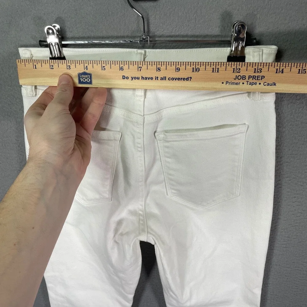 Banana Republic Skinny‎ Jeans Womens 26P White High Rise Raw Hem Ankle Denim